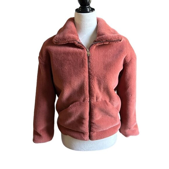 FOREVER 21 GIRLS Cinammon Coloured Faux Fur Cropped Zippered Fall Jacket US S - Picture 2 of 7